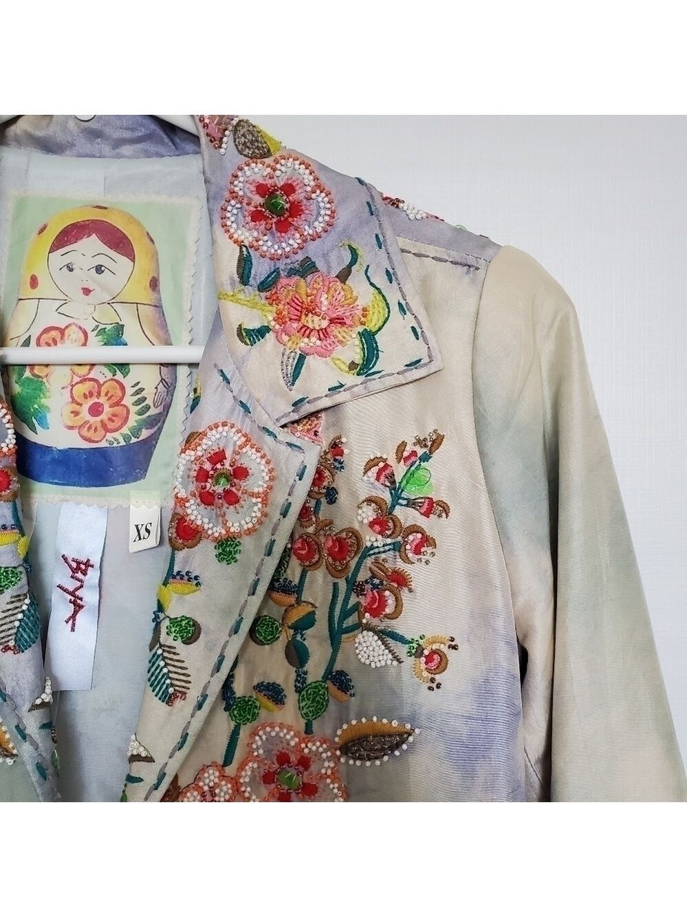 Johnny Was BIYA Jacket Silk Women Vintage Rare Sequin Embroider Beaded Blue (XS) - Picture 4 of 16